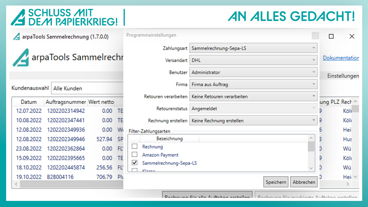 arpaTools Sammelrechnung - Kooperation mit Formularkompetenz.de