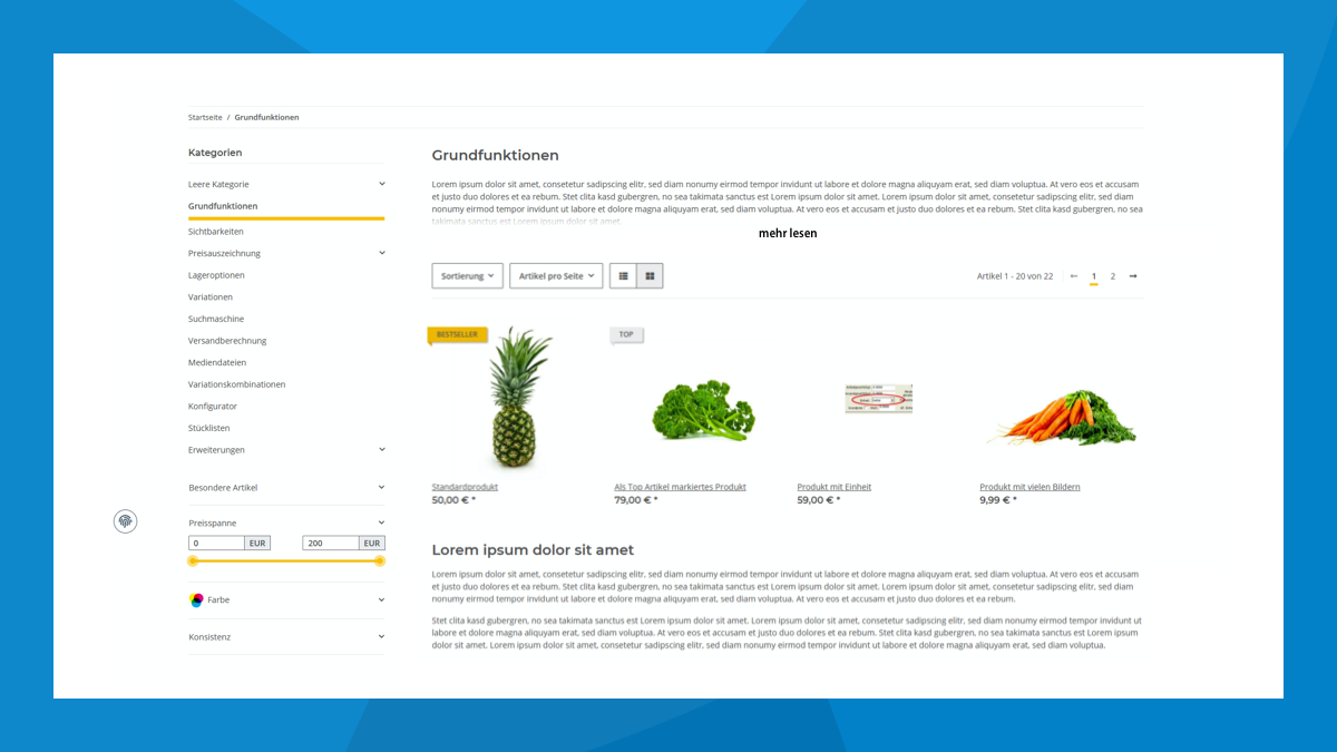 Kategorietext Anzeige Plus