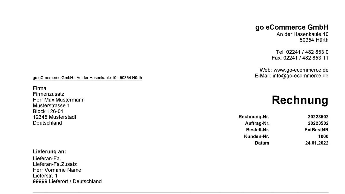 Rechnungsvorlage FLEXIBLE 2.0 B2C standard - Deutsch