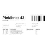 Vorschau der Picklistenvorlage mit Lagerfach