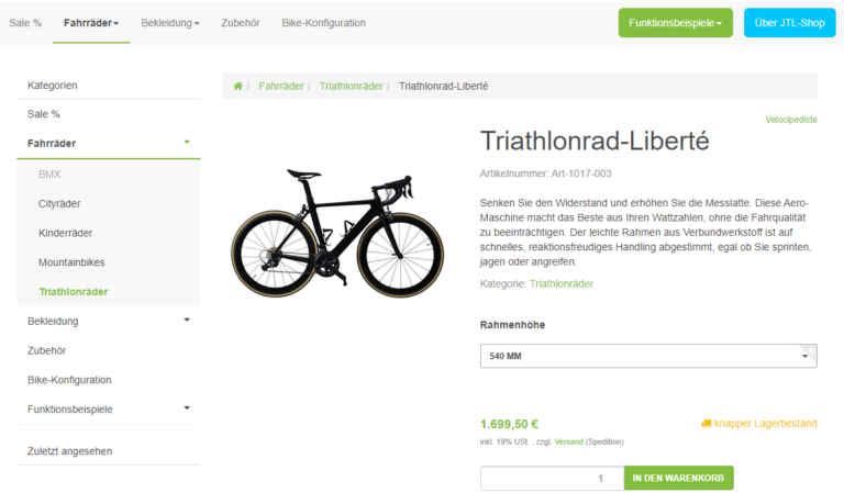 Der naheliegende Text beim Produktbild im JTL-Shop