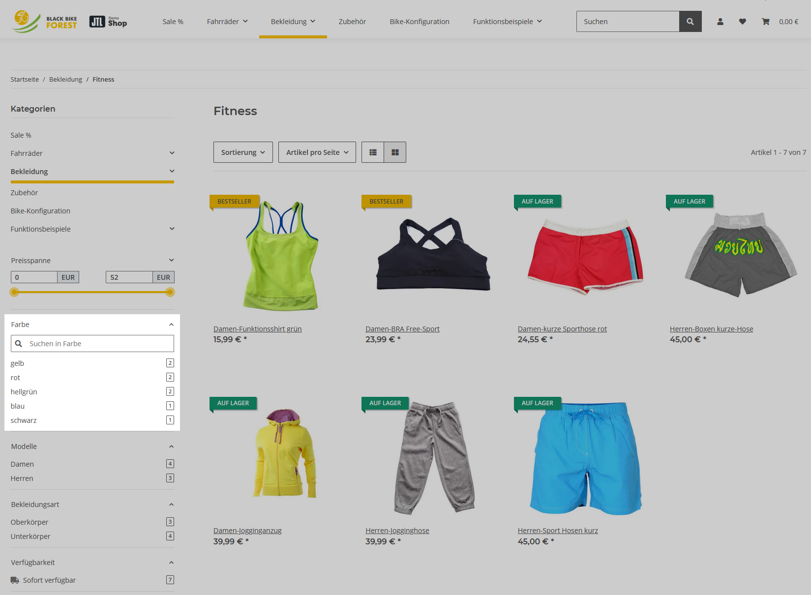 Filterfunktionen in der linken Sidebar von JTL-Shop 5.1 erleichtern die Suche nach dem passenden Artikel